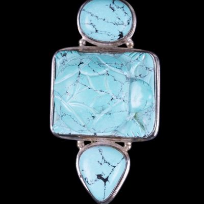 Sale Photo Thumbnail #376: Sterling Silver and Howlite Pendant