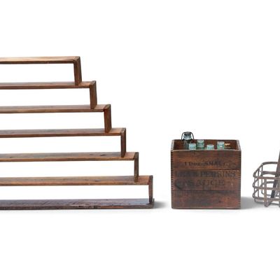 Sale Photo Thumbnail #54: Vintage Metal Caddy, Bottles, Wood Containers