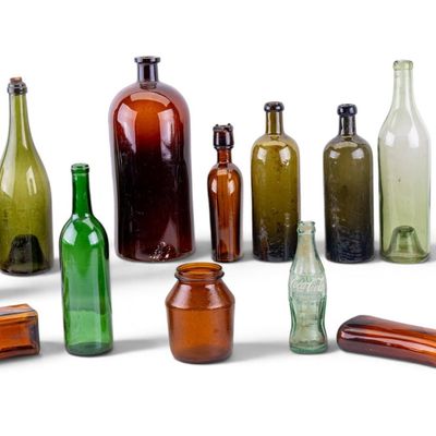 Sale Photo Thumbnail #182: Vintage Brown and Green Glass Bottles