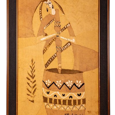 Sale Photo Thumbnail #273: Tribal Batik Painting - Signed, Frame