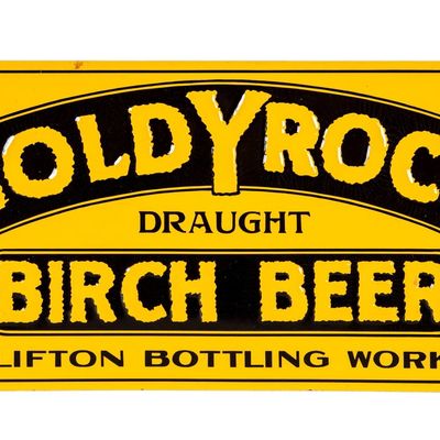 Sale Photo Thumbnail #153: Vintage Goldy Rock Birch Beer Metal Trade Sign