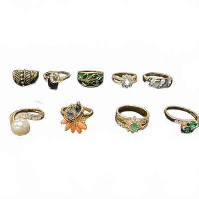Sale Photo Thumbnail #392: Costume Jewelry Group w/ Rings