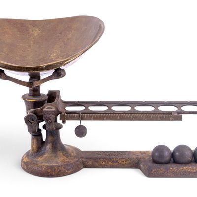 Sale Photo Thumbnail #43: Henry Troemner Cast Iron Scale with 3 Metal Weighs