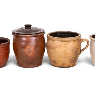 Sale Photo Thumbnail #102: Stoneware Crocks w/ Handles and 1 Lidded Crock