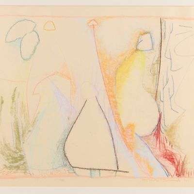 Signed "Kid's Band III" Abstract Pastel Drawing