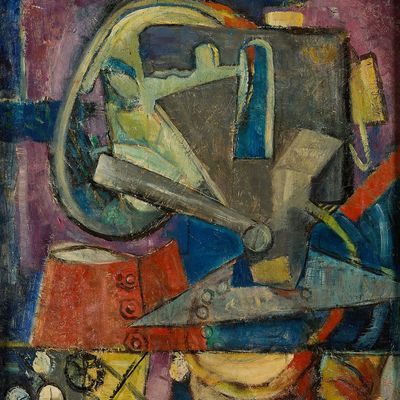Early Hugh Kappel "Man Eater" Oil Painting 1944