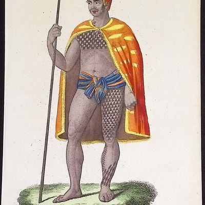 Sale Photo Thumbnail #20: Massard & Wachsmuth, Hawaii - Warrior of the Sandwich Islands [Iles Sandwich, Costume Militaire]