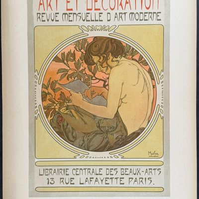 Sale Photo Thumbnail #84: Mucha, Folio - Illustration of Topless Woman Writing or Drawing. 57