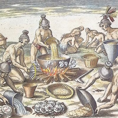 Sale Photo Thumbnail #66: De Bry - Florida - Preparations for a feast