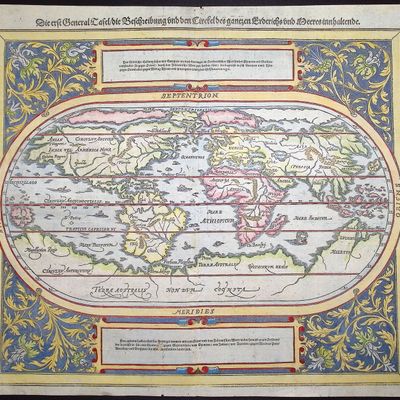 Sale Photo Thumbnail #52: Munster, pub. 1592 - Map of the World (With the Americas)