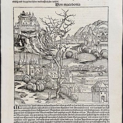 Sale Photo Thumbnail #47: Schedel, pub. 1493 - View of Macedonia / Verso: Text Only
