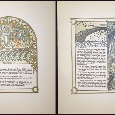 Sale Photo Thumbnail #82: Mucha - 7 Ornately Illustrated Pages (most with text and image to each side)
