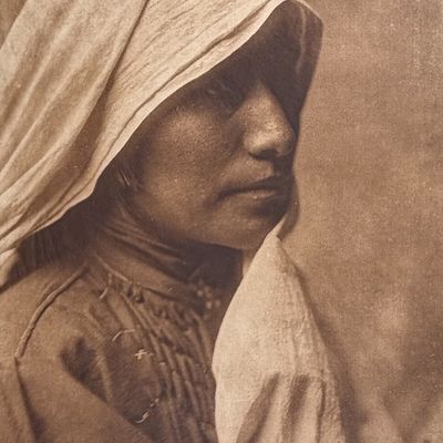 Sale Photo Thumbnail #73: E Curtis, Folio, Japanese Tissue in Overmat - A Taos Woman