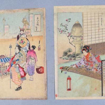 Sale Photo Thumbnail #259: Mizuno Toshikata Pair of Woodblock Prints