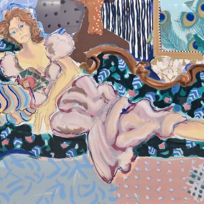 Sale Photo Thumbnail #294: Ann Barbieri Serigraph Remembering Interior with Reclining Figure