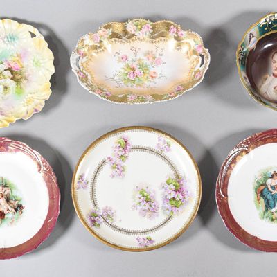 Sale Photo Thumbnail #225: A Collection of Six Decorative Porcelain Plates and Bowls Including R.S. Prussia and Fraureuth