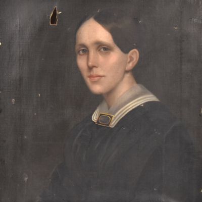 Sale Photo Thumbnail #27: American School 19th Century Oil on Canvas Portrait of a Woman