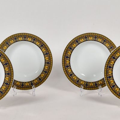 Sale Photo Thumbnail #212: Set of 6 Versace Rosenthal Porcelain Medusa Blue Rimmed Bowls