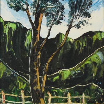 Sale Photo Thumbnail #409: Jacques-Enguerrand Gourgue Oil on Masonite Expressionist Landscape