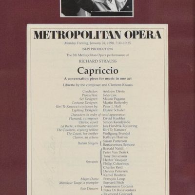 Sale Photo Thumbnail #95: Kiri Te Kanawa Signed Metropolitan Opera Program and Photograph