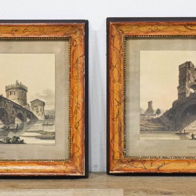 Sale Photo Thumbnail #178: Pair of Matthew Dubourg Hand-Colored Aquatint Engravings Ponte Lucano and Ponte Salaro