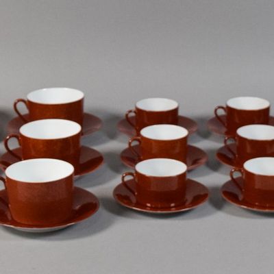 Sale Photo Thumbnail #223: 33 Pieces Laure Japy Limoges Les Mouchetés Teacups and Saucers