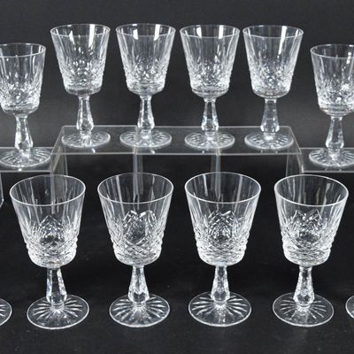 Sale Photo Thumbnail #193: 12 Waterford Crystal Kenmare Pattern Water Goblets
