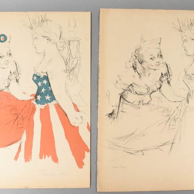 Sale Photo Thumbnail #172: Jack Levine Two Signed Patriotic Allegorical Lithographs