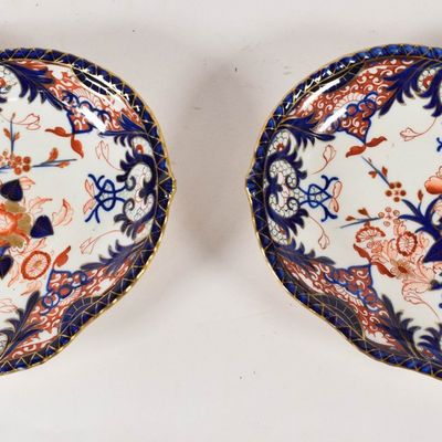 Sale Photo Thumbnail #218: Pair of Bloor Derby Porcelain Heart Shaped Dishes
