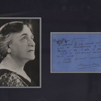 Sale Photo Thumbnail #90: Myra Hess Autograph Letter Signed and Photograph Framed Display