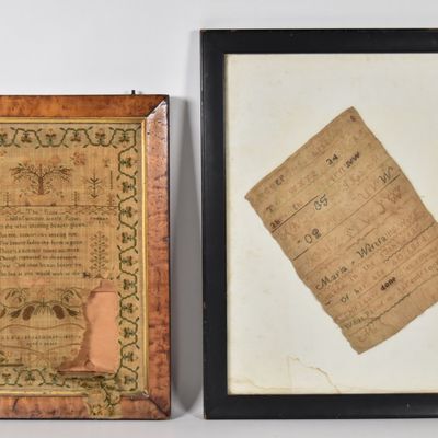 Sale Photo Thumbnail #39: Two Early 19th Century Needlepoint Samplers