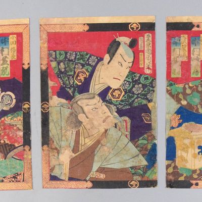 Sale Photo Thumbnail #258: Toyohara Kunichika Trio of Kabuki Woodblocks