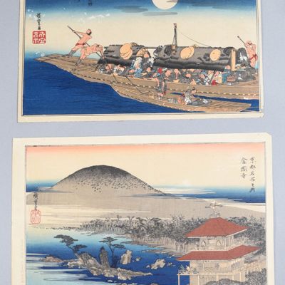 Sale Photo Thumbnail #257: Two Japanese Woodblocks After Utagawa Hiroshige