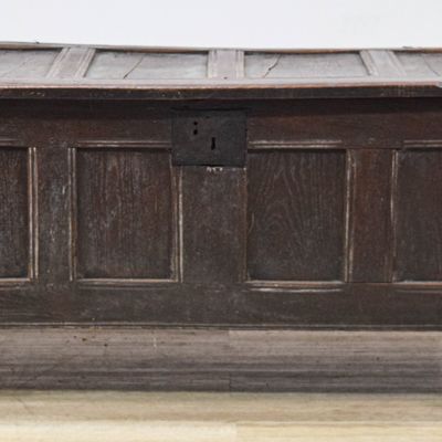 Sale Photo Thumbnail #67: 17th Century Joined Oak Coffer