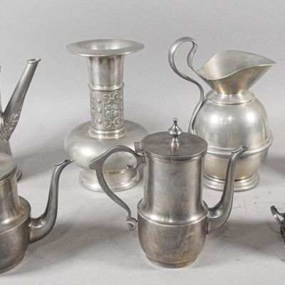Sale Photo Thumbnail #282: Collection of 7 Italian Apiemme and Mark-Identified Pewter Decorative Vessels