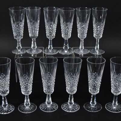 Sale Photo Thumbnail #194: 12 Waterford Crystal Kenmare Pattern Champagne Flutes