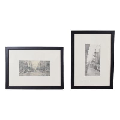 Sale Photo Thumbnail #171: Anastasia Alexandrin, A Pair of New York Street Scene Drawings