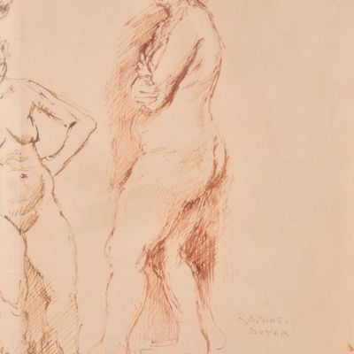 Sale Photo Thumbnail #182: Raphael Soyer Pen and Ink Female Nude Studies