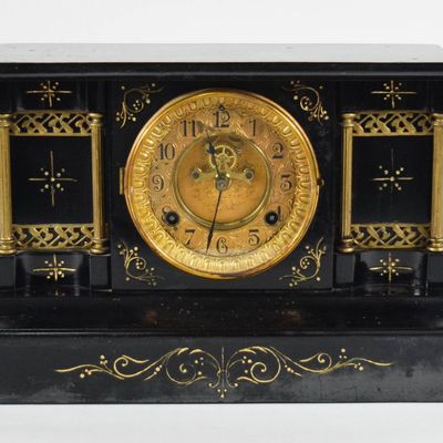 Sale Photo Thumbnail #363: Waterbury Clock Victorian Ebonized Wood Mantel Clock