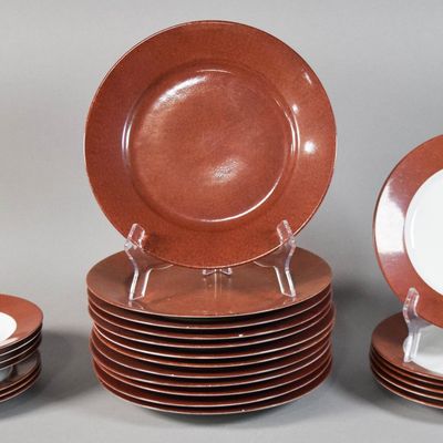 Sale Photo Thumbnail #222: 25-Piece Collection of Laure Japy Limoges Dinnerware in the Les Mouchetés Pattern