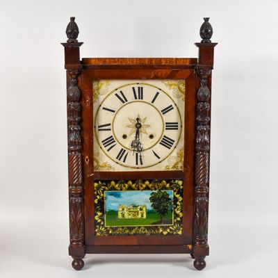 Sale Photo Thumbnail #366: Riley Whiting Mahogany Veneer Mantel Clock