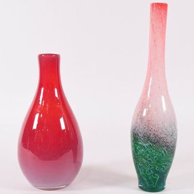 Sale Photo Thumbnail #202: Pair of Large Hand-Blown Murano Style Art Glass Vases