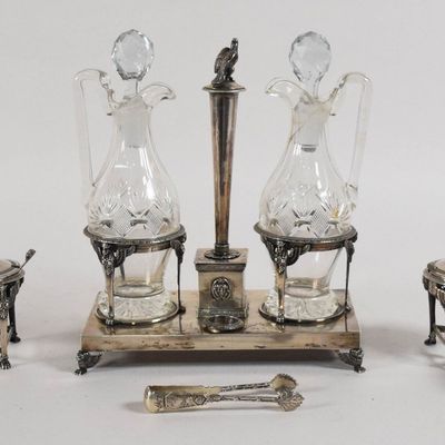 Sale Photo Thumbnail #288: French Empire Silver-Plated and Cut Glass Table Service