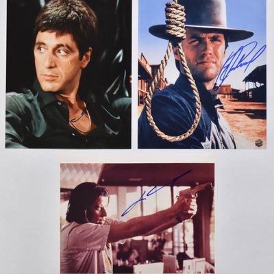 Sale Photo Thumbnail #135: 3 Al Pacino Clint Eastwood and John Travolta Signed Promotional Movie Stills