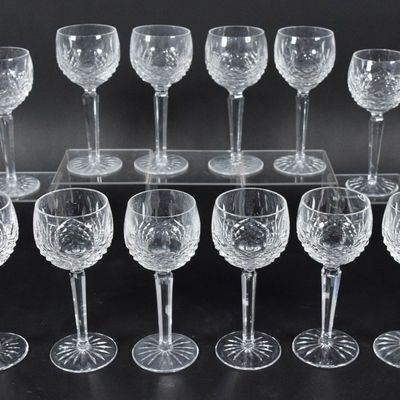 Sale Photo Thumbnail #192: 12 Waterford Crystal Kenmare Hock Wine Glasses