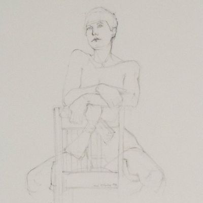 Sale Photo Thumbnail #185: Sydney McGinley Graphite Drawing Seated Nude Figure