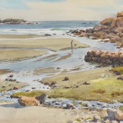 Sale Photo Thumbnail #392: Sven Ohrvel Carlson Watercolor on Paper Coastal Landscape