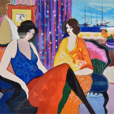 Sale Photo Thumbnail #291: Itzchak Tarkay Serigraph Seaside Parlor