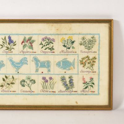 Sale Photo Thumbnail #37: Two Early Framed Needlework Samplers