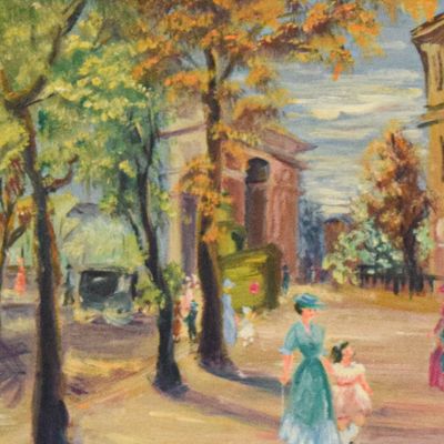 Sale Photo Thumbnail #403: F. Laude Oil on Board Parisian Street Scene